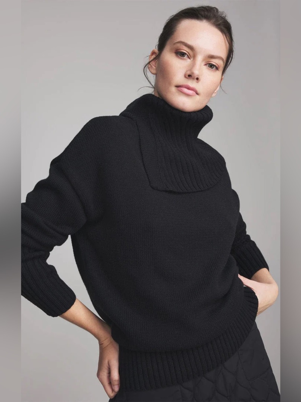 NWT Alp n Rock ANR Sasha Pullover T Neck Black Ribbed Sweater Size XS